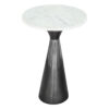 23" White And Black Marble And Steel Round Pedestal End Table
