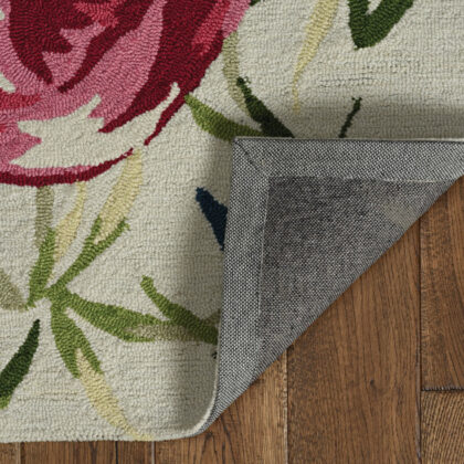 2'X4' Ivory Pink Hand Hooked Flamingo Indoor Accent Rug