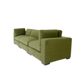 126" Moss Green Microfiber And Dark Brown Sofa