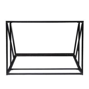 42" Black Glass Frame Console Table With Shelves