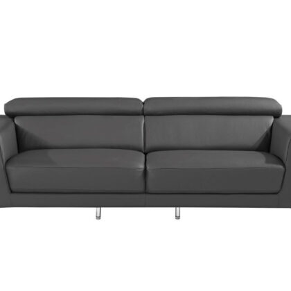 89" Gray And Silver Italian Leather Sofa