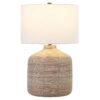 27" Natural Rattan Table Lamp With White Drum Shade