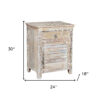 30" Distressed White One Drawer Shutter Solid Wood Nightstand