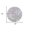 5' Gray and White Round Oriental Non Skid Area Rug