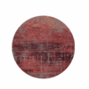 8' Red and Gray Round Abstract Non Skid Area Rug