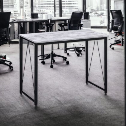 35" Antiqued White and Black Writing Desk