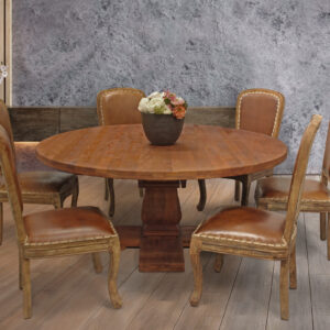 70" Brown Rounded Solid Wood Dining Table