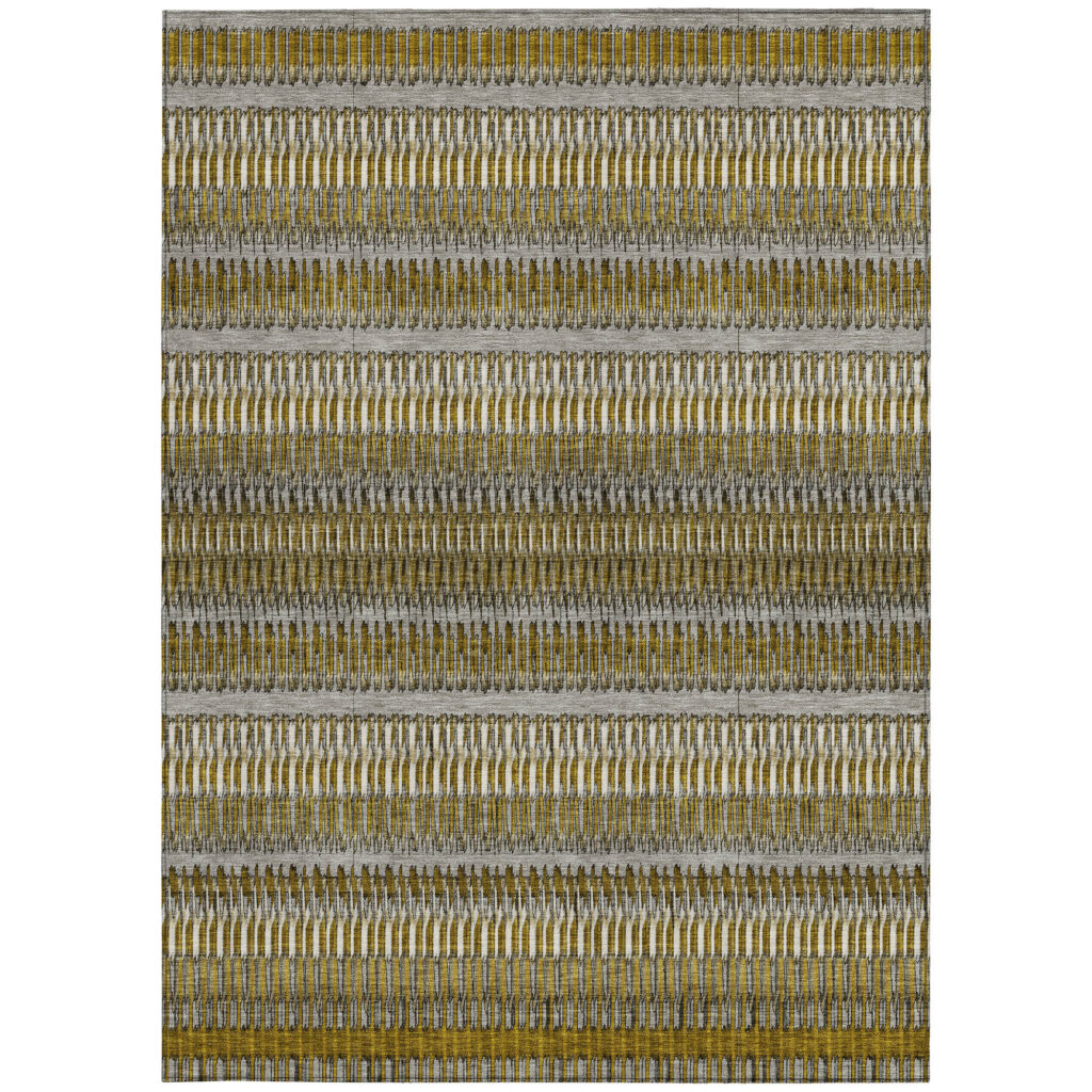 10' X 14' Coffee And Taupe Striped Washable Indoor Outdoor Area Rug