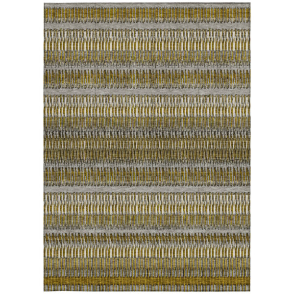 10' X 14' Coffee And Taupe Striped Washable Indoor Outdoor Area Rug