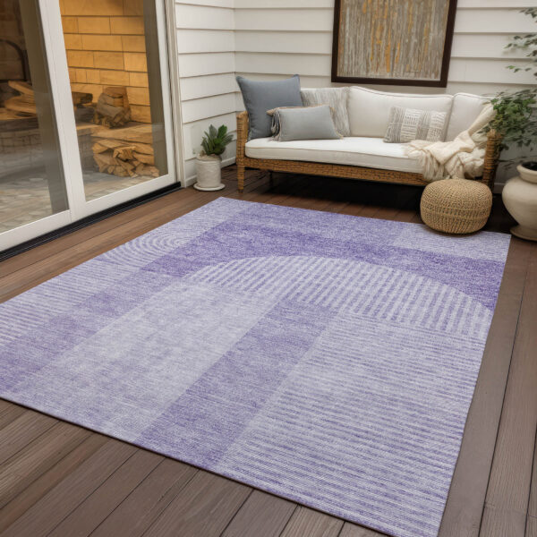 8' X 10' Lavender And Purple Geometric Washable Indoor Outdoor Area Rug
