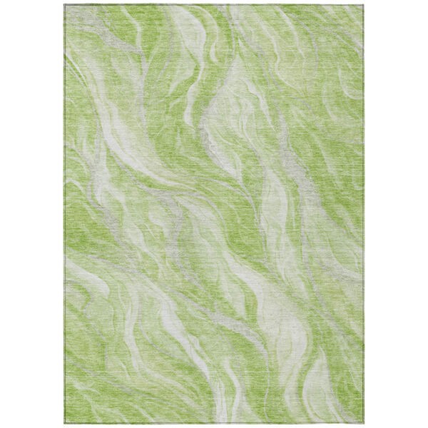 3' X 5' Green And Ivory Abstract Washable Indoor Outdoor Area Rug