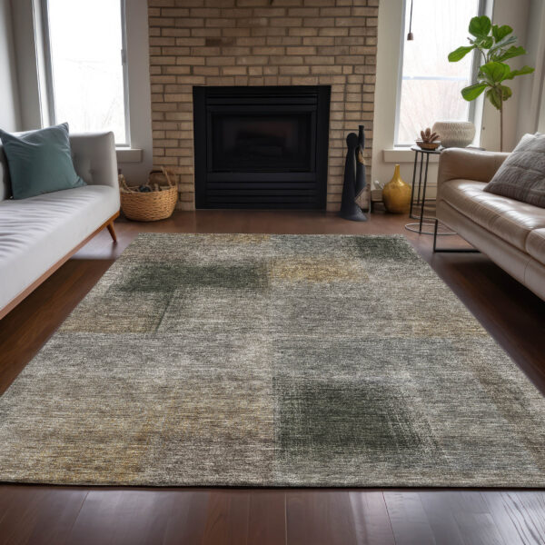 5' X 8' Taupe Gray And Beige Abstract Washable Indoor Outdoor Area Rug