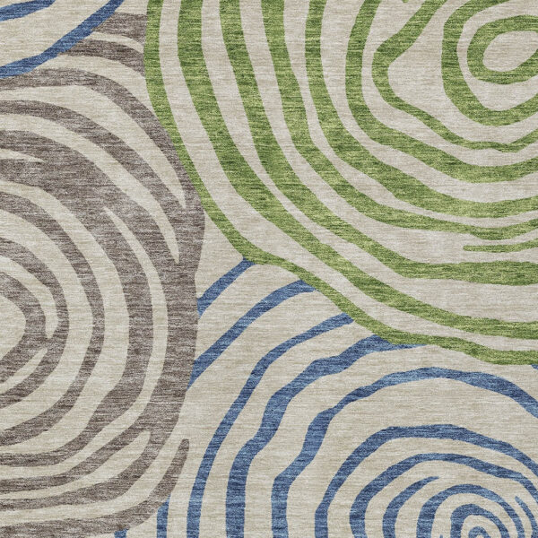 8' X 10' Beige Taupe And Green Abstract Washable Indoor Outdoor Area Rug