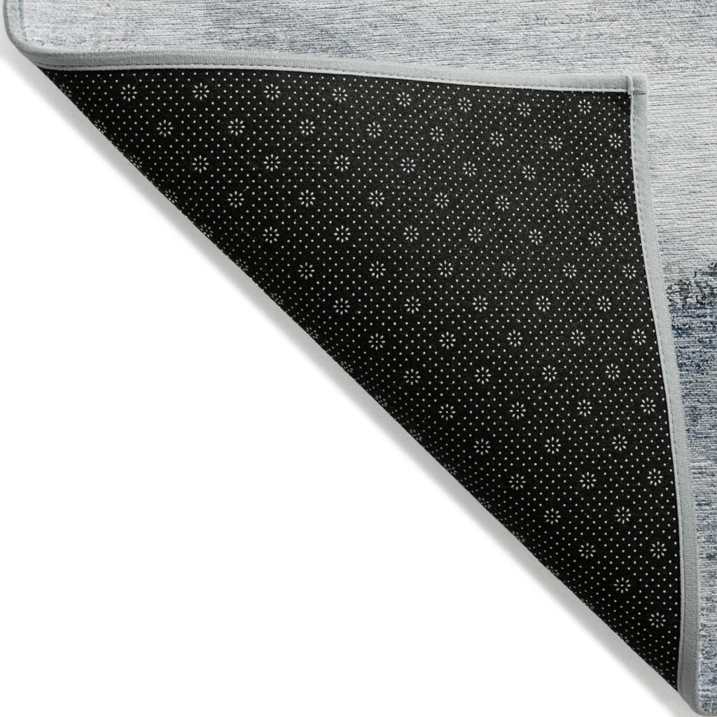 8' X 10' Sky Blue Gray And Charcoal Abstract Washable Indoor Outdoor Area Rug