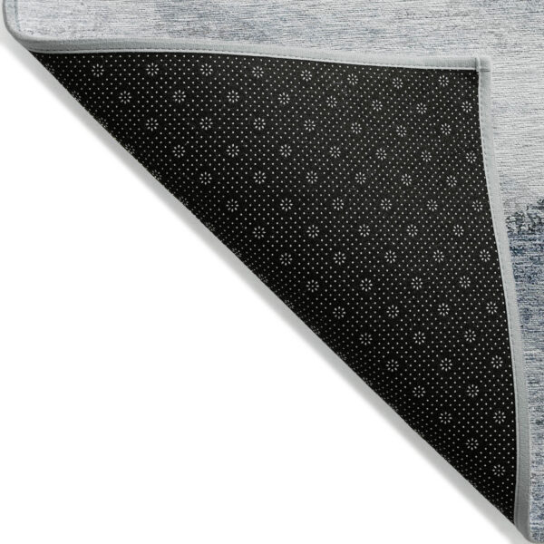 8' X 10' Sky Blue Gray And Charcoal Abstract Washable Indoor Outdoor Area Rug