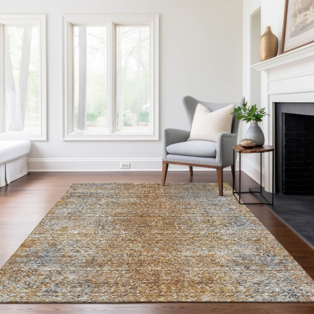 9' X 12' Terra Cotta Silver And Charcoal Oriental Washable Indoor Outdoor Area Rug