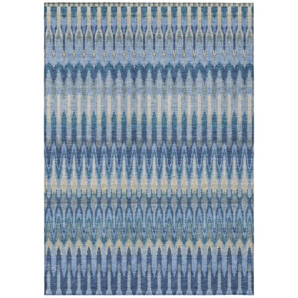 8' X 10' Denim Blue And Sky Blue Southwestern Washable Indoor Outdoor Area Rug