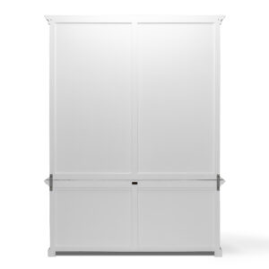 65" White Solid Wood Frame Dining Hutch With Fourteen Shelves