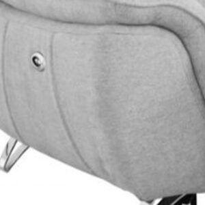 87" Gray And Silver Power Reclining Loveseat