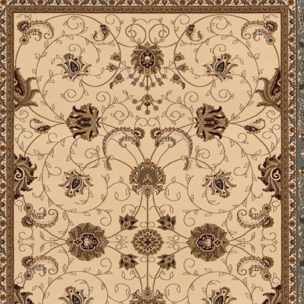 8’ x 11’ Cream and Blue Traditional Area Rug