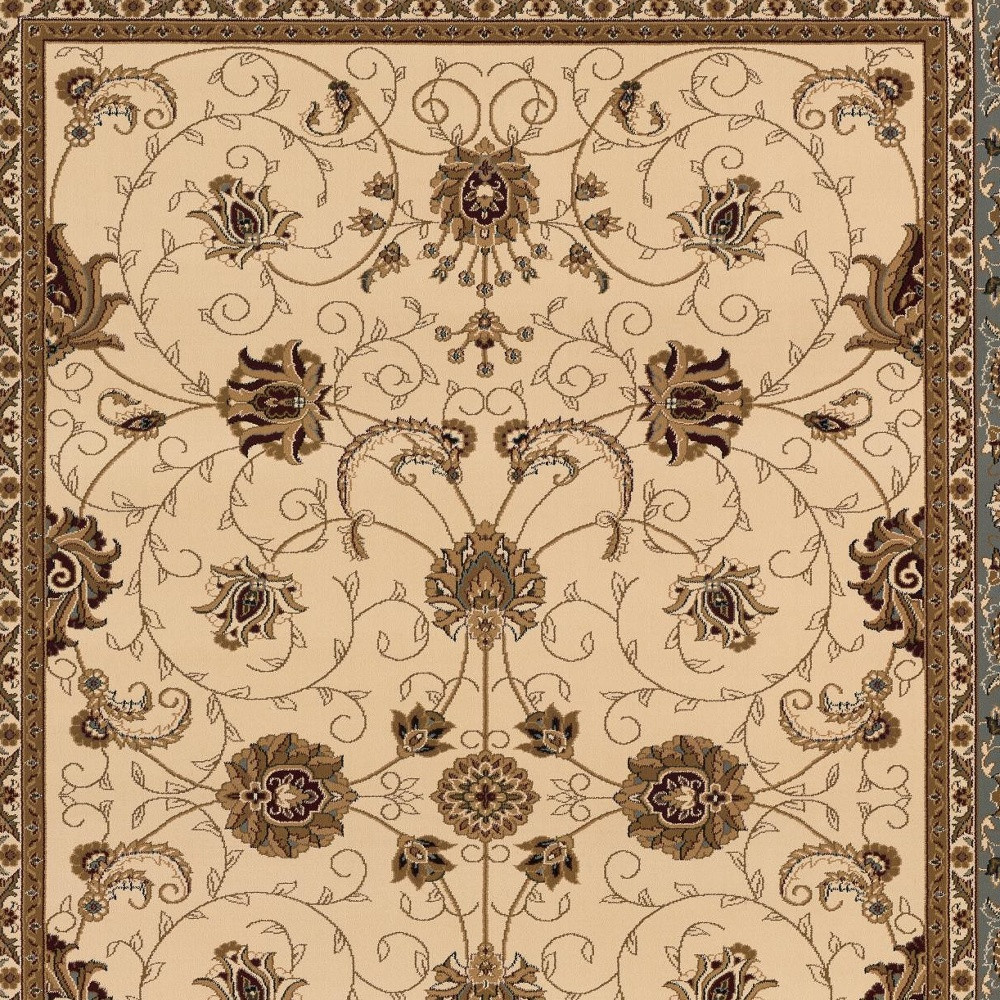8’ x 11’ Cream and Blue Traditional Area Rug