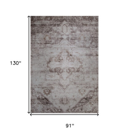 8' x 11' Brown and Ivory Oriental Area Rug