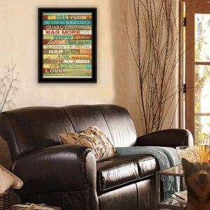 Dog Rules 7 Black Framed Print Wall Art