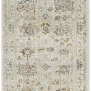 8' Beige and Brown Oriental Power Loom Distressed Runner Rug With Fringe