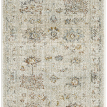 8' Beige and Brown Oriental Power Loom Distressed Runner Rug With Fringe