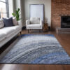 5' X 8' Denim Blue And Navy Blue Abstract Washable Indoor Outdoor Area Rug