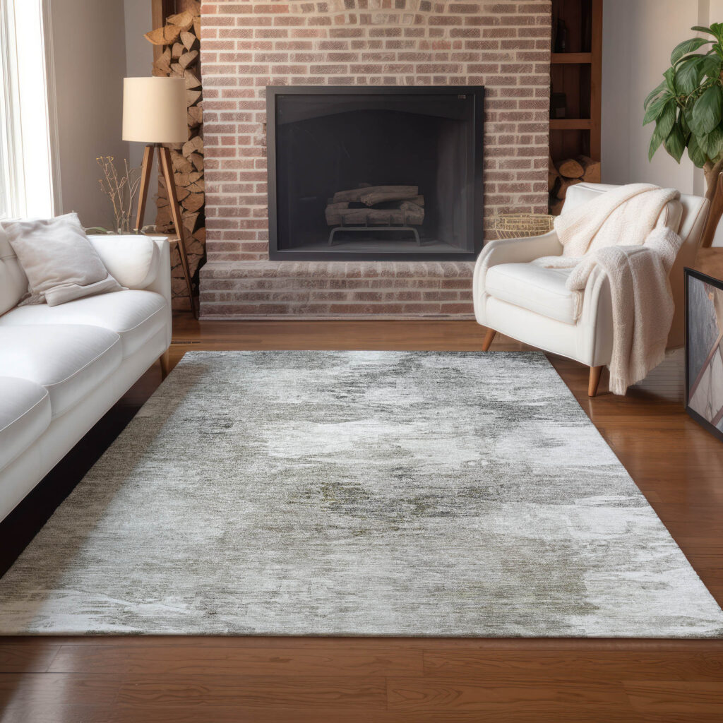 9' X 12' Beige Tan And Gray Abstract Washable Indoor Outdoor Area Rug