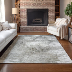 9' X 12' Beige Tan And Gray Abstract Washable Indoor Outdoor Area Rug