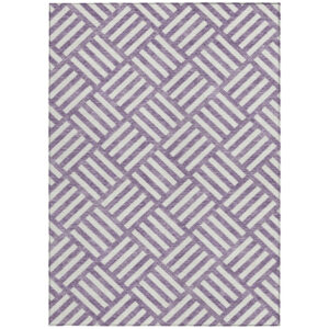 10' X 14' Purple And Ivory Geometric Washable Indoor Outdoor Area Rug