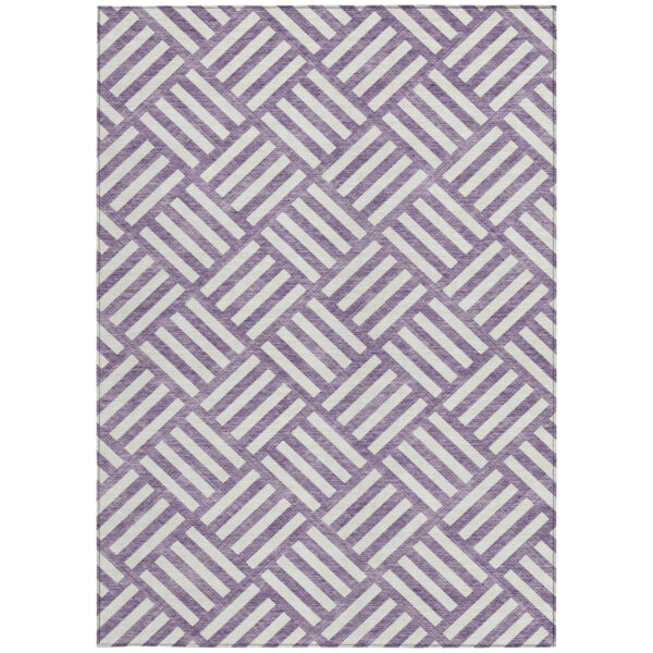 10' X 14' Purple And Ivory Geometric Washable Indoor Outdoor Area Rug