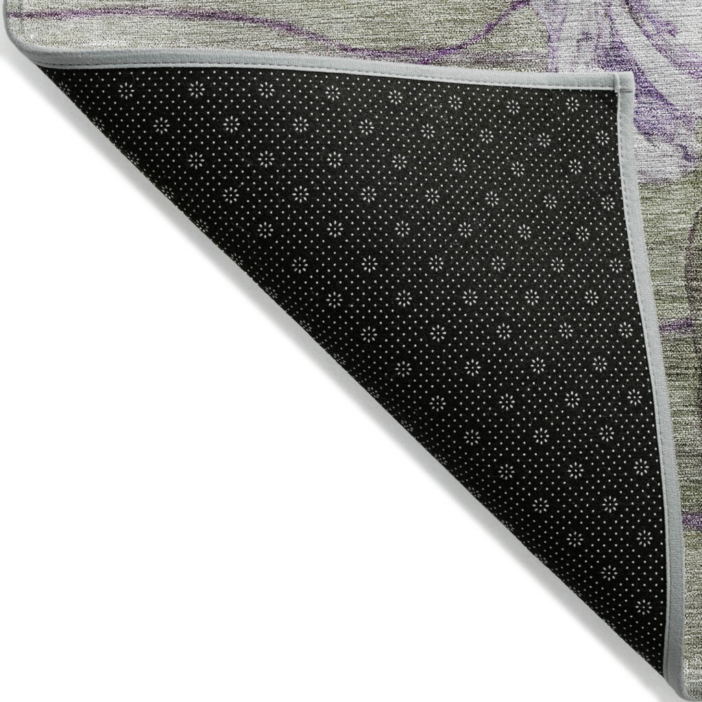 3' X 5' Purple And Lavender Floral Washable Indoor Outdoor Area Rug