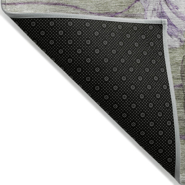 3' X 5' Purple And Lavender Floral Washable Indoor Outdoor Area Rug