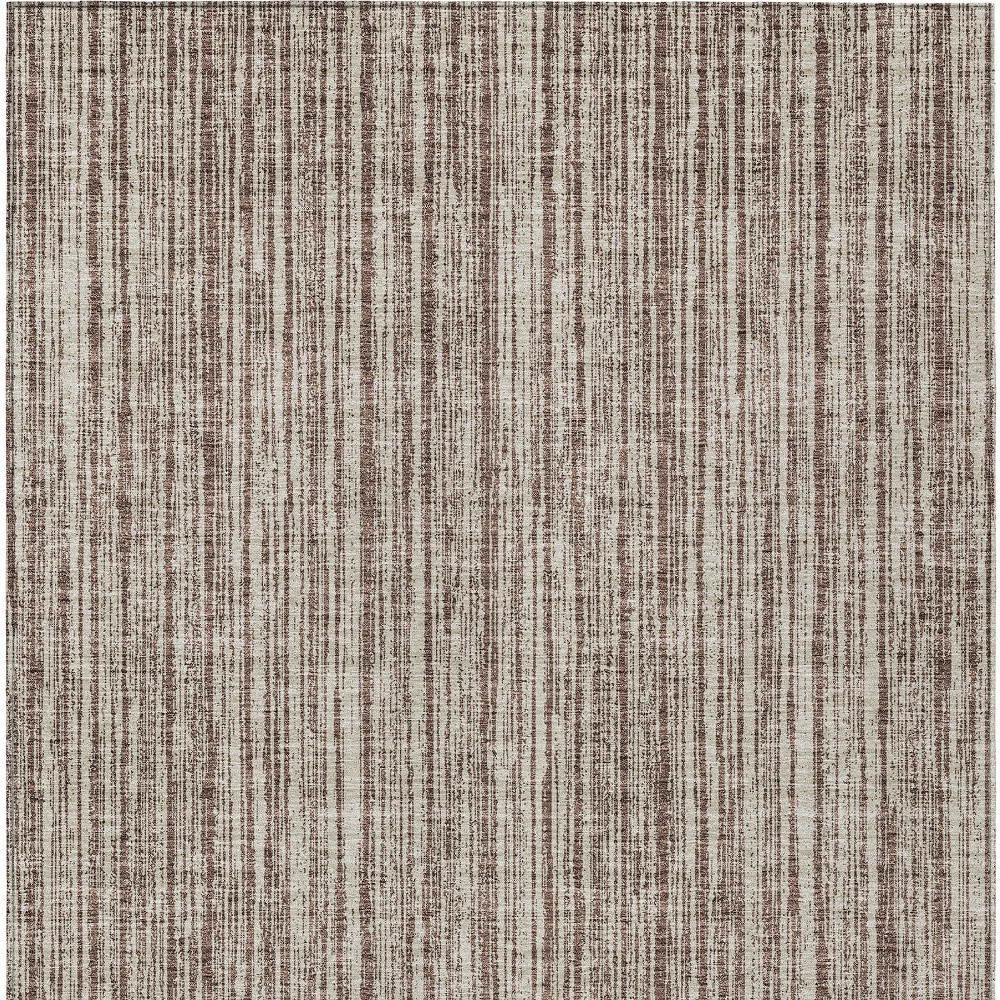 3' X 5' Brown And Ivory Striped Washable Indoor Outdoor Area Rug