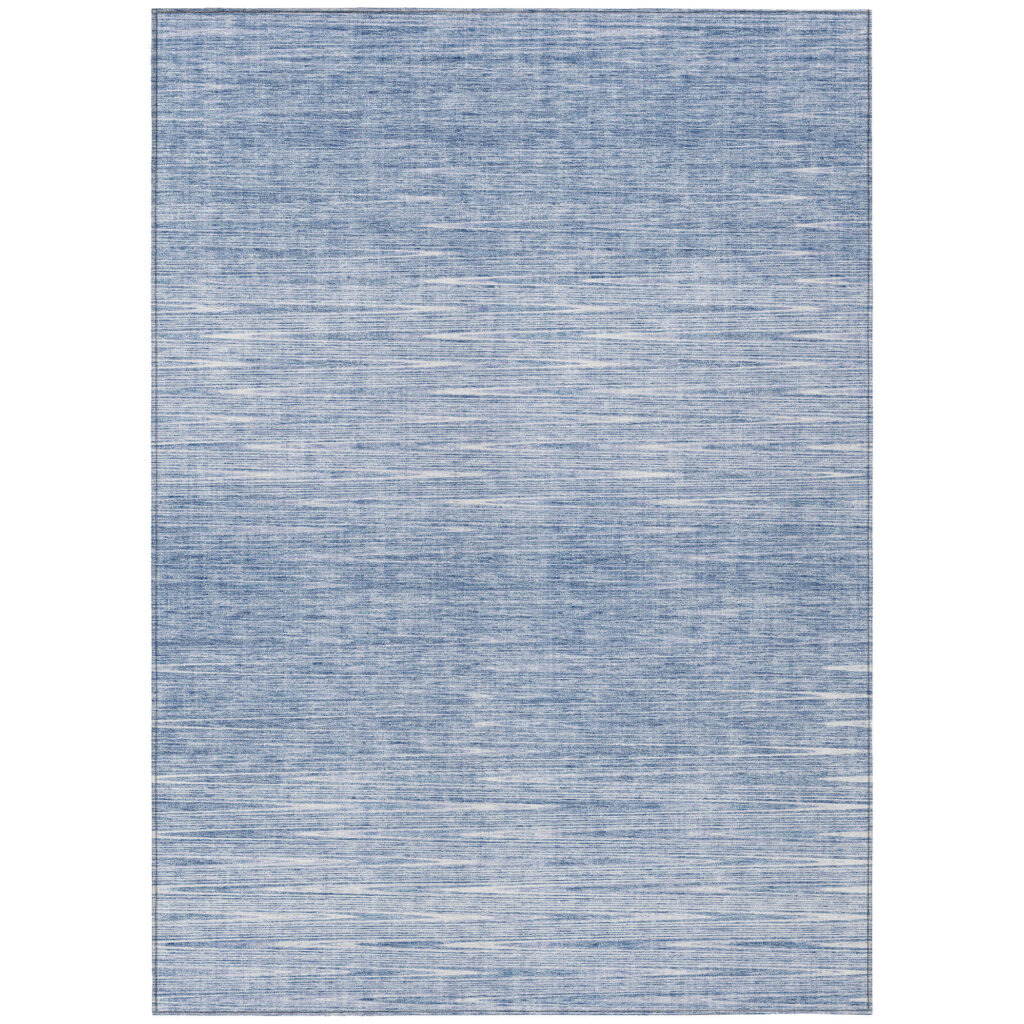 5' X 8' Denim Blue And Blue Abstract Washable Indoor Outdoor Area Rug