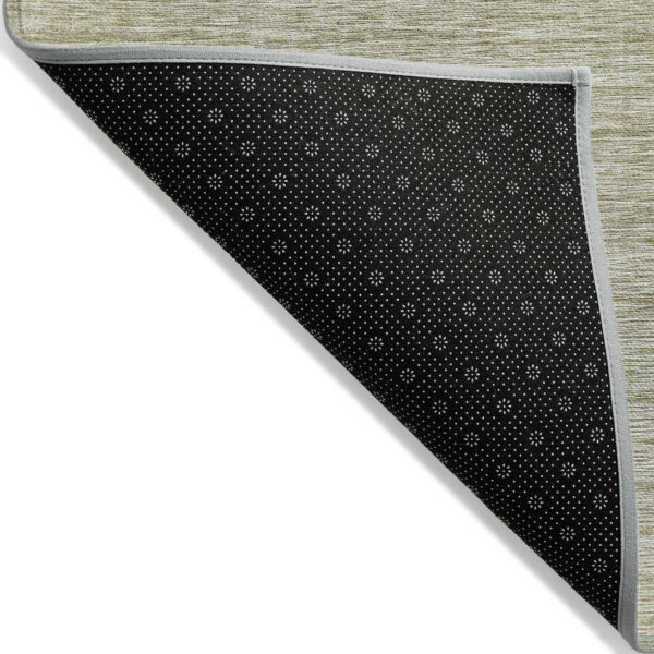 3' X 5' Khaki And Beige Abstract Washable Indoor Outdoor Area Rug