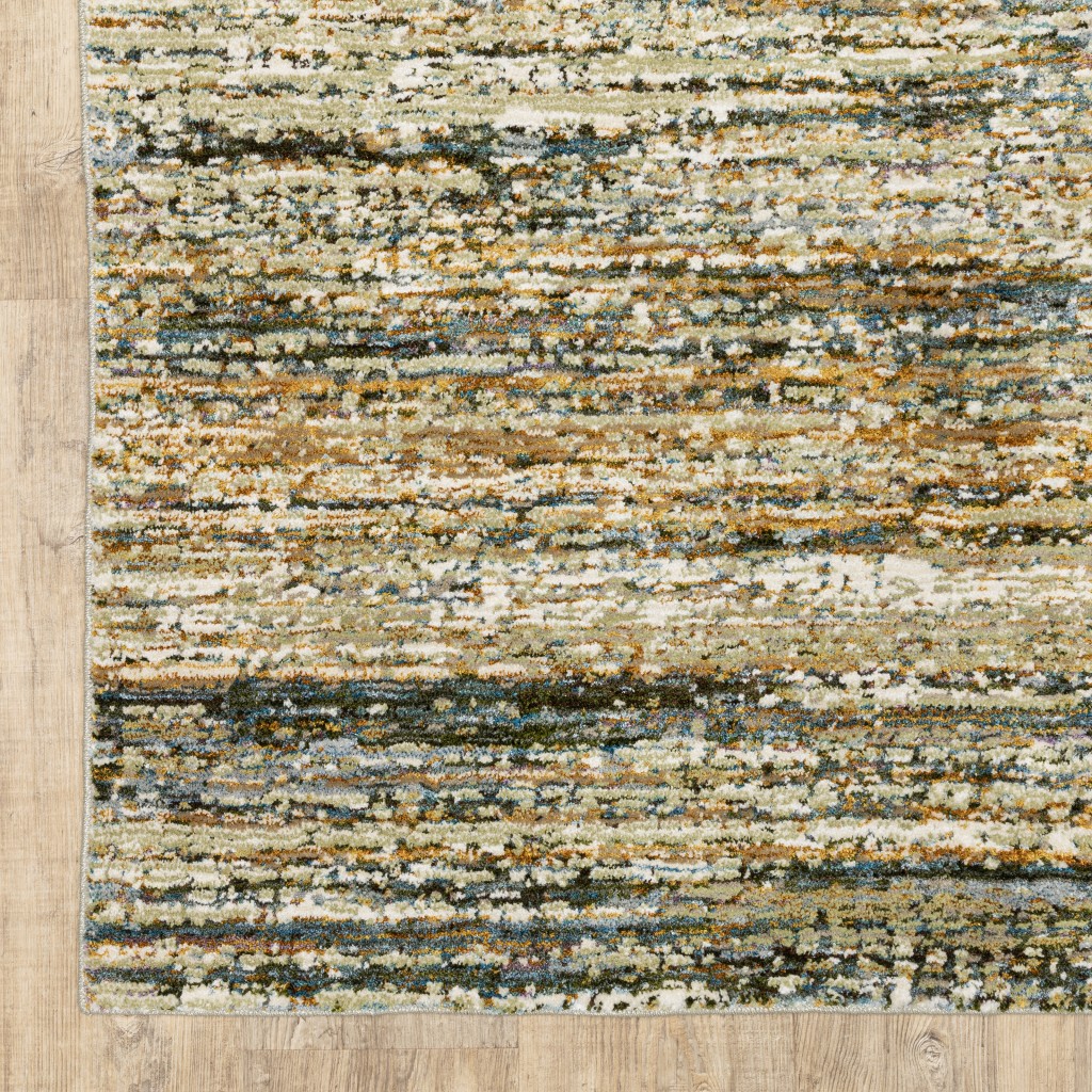 9'X12' Gold And Green Abstract Area Rug