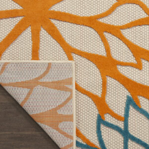 10' X 14' Green Orange and Red Indoor Outdoor Area Rug