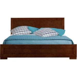 Brown Inlaid Panels Solid Wood King Bed Frame