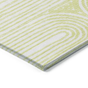 9' X 12' Green and White Abstract Washable Non Skid Indoor Outdoor Area Rug
