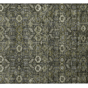 2' X 3' Moss Green and Gray Floral Washable Non Skid Indoor Outdoor Area Rug