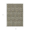 8' X 10' Taupe and Beige Damask Washable Non Skid Indoor Outdoor Area Rug