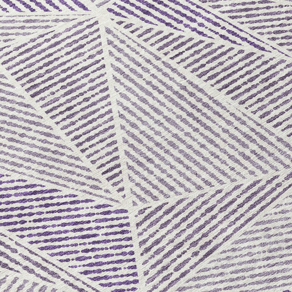 8' Purple Lilac And Silver Round Geometric Washable Indoor Outdoor Area Rug