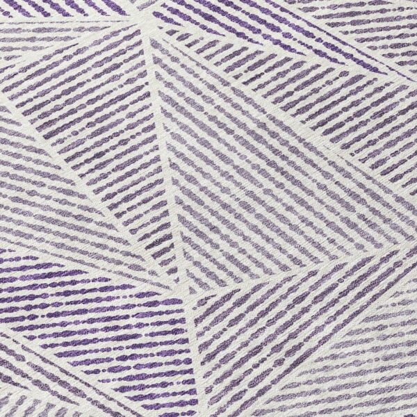 8' Purple Lilac And Silver Round Geometric Washable Indoor Outdoor Area Rug