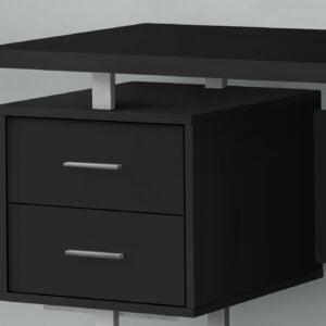 60" Black and Gray Wood and Metal Computer Desk With Three Drawers