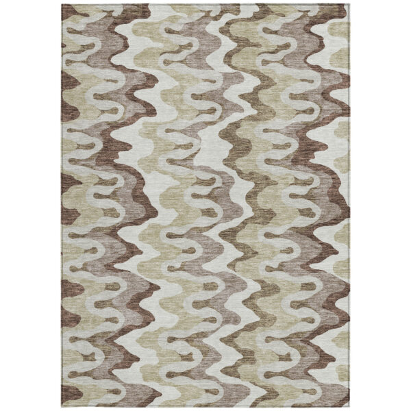 10' X 14' Beige Brown And Taupe Abstract Washable Indoor Outdoor Area Rug