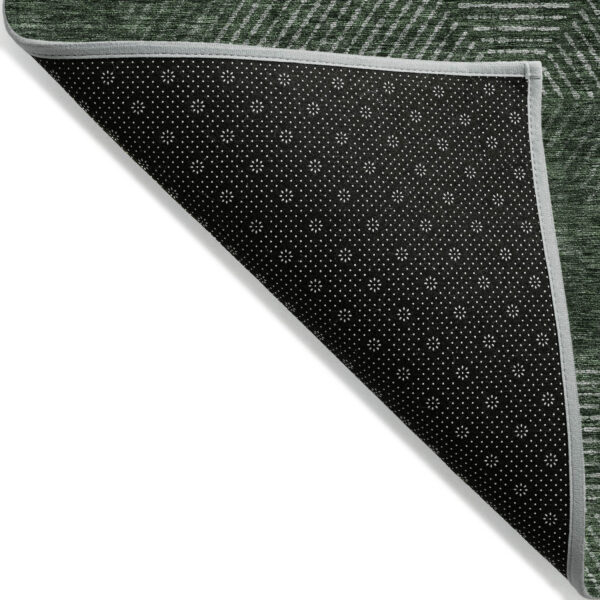 3' X 5' Fern Green And Emerald Geometric Washable Indoor Outdoor Area Rug